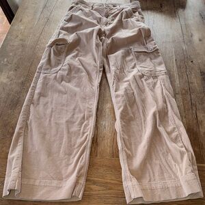 American Eagle Off White Corduroy Super High Rise Baggy Wide Leg Cargo Pants 6
